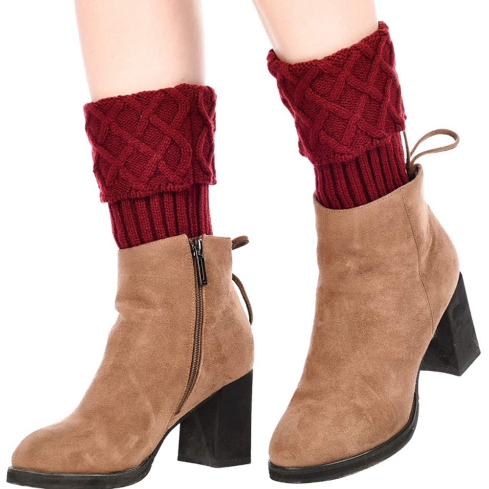 💥 SALE Basketweave Crochet Knit Fold Over Boot Cuffs - Picture 2 of 4